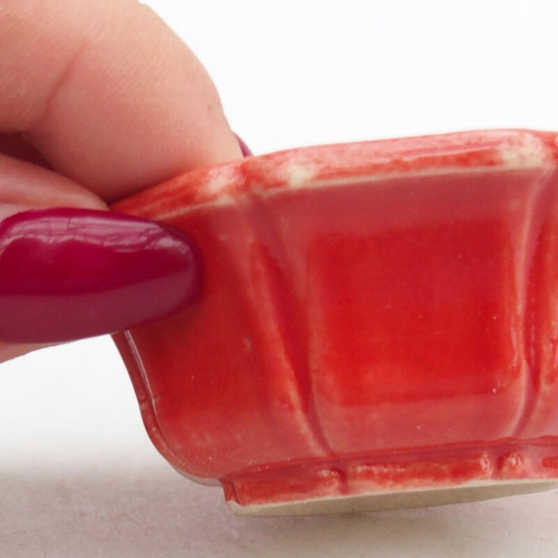 Bonsaischale aus Keramik 6 x 6 x 2,5 cm, Farbe rot