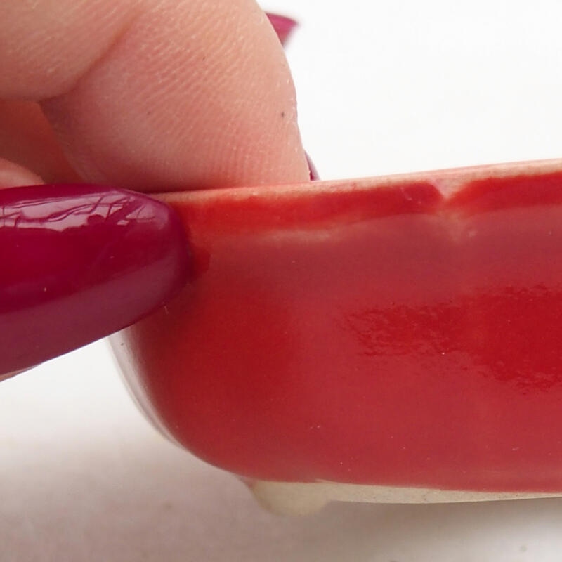 Bonsaischale aus Keramik 7 x 7 x 2,5 cm, Farbe rot