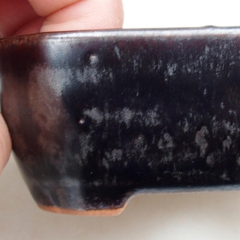 Bonsaischale aus Keramik 8,5 x 7 x 3,5 cm, metallfarben