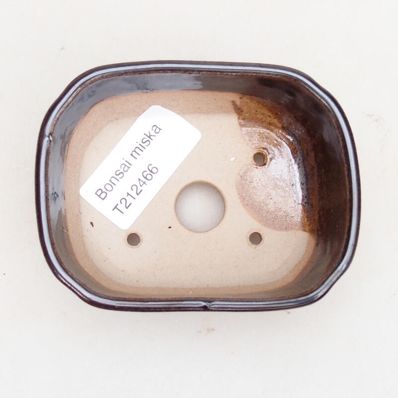 Bonsaischale aus Keramik 8,5 x 7 x 3,5 cm, metallfarben
