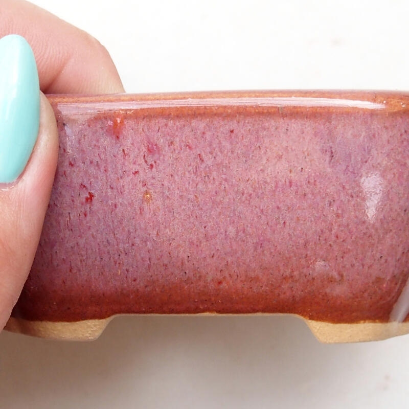 Bonsaischale aus Keramik 8,5 x 7 x 3,5 cm, rosa-braun