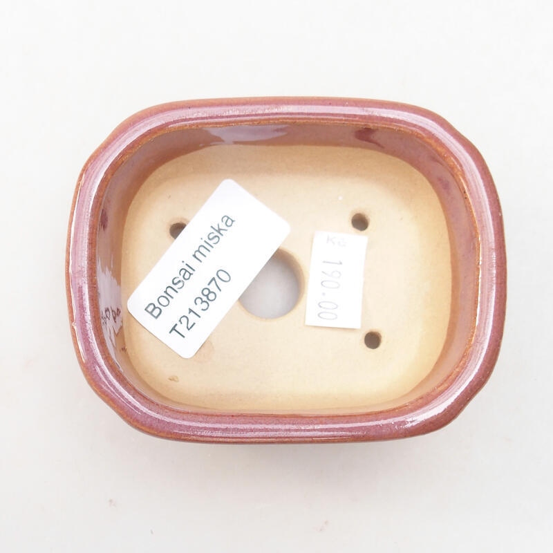 Bonsaischale aus Keramik 8,5 x 7 x 3,5 cm, rosa-braun