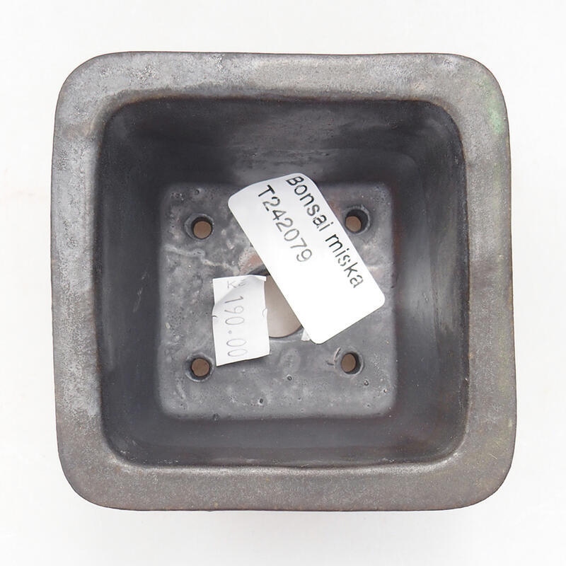 Bonsaischale aus Keramik 8,5 x 8,5 x 5,5 cm, metallfarben
