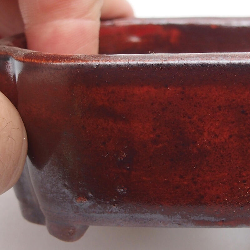 Bonsaischale aus Keramik 9,5 x 7,5 x 3,5 cm, Farbe rot