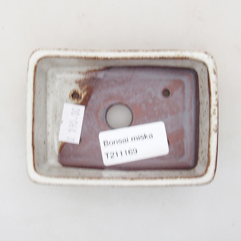 Bonsaischale aus Keramik 9,5 x 7 x 2,5 cm, Farbe beige