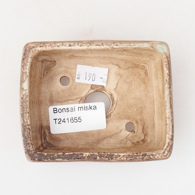 Bonsaischale aus Keramik 9 x 7,5 x 3,5 cm, Farbe braun-grün