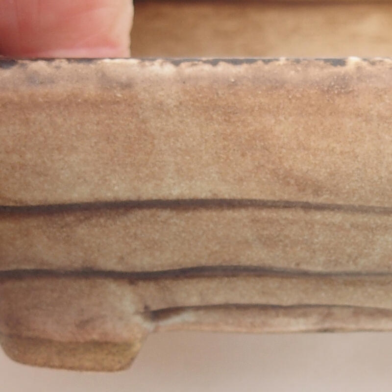 Bonsaischale aus Keramik 9 x 7,5 x 3,5 cm, Farbe braun-grün