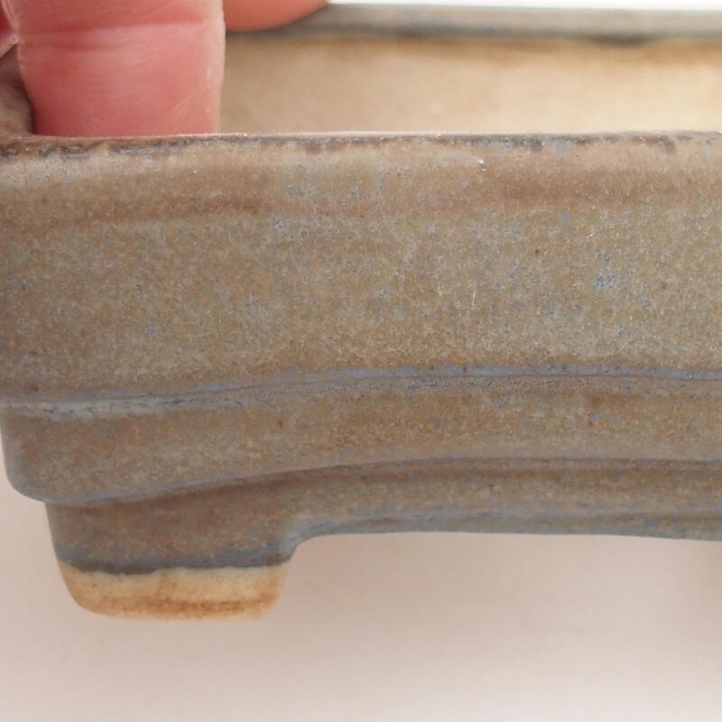 Bonsaischale aus Keramik 9 x 7,5 x 3,5 cm, blau-grau