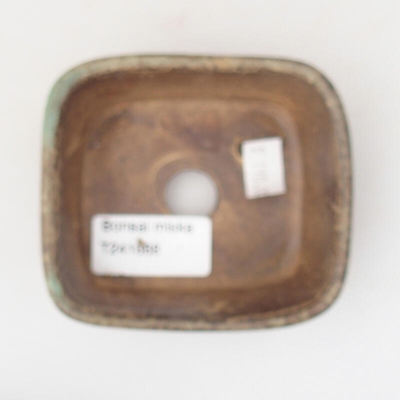 Bonsaischale aus Keramik 9 x 8 x 3,5 cm, Farbe braun-grün