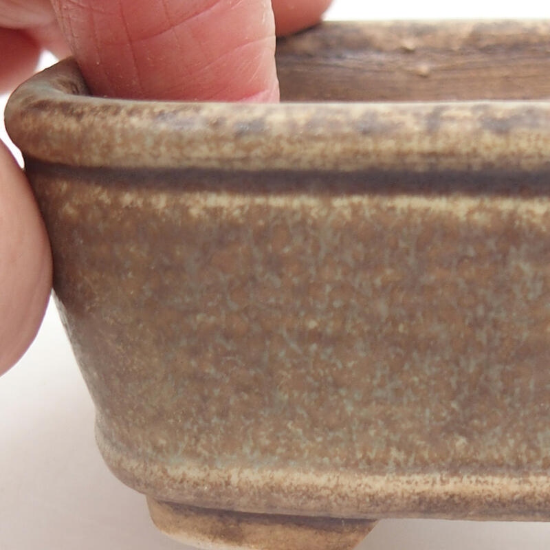 Bonsaischale aus Keramik 9 x 8 x 3,5 cm, Farbe braun-grün