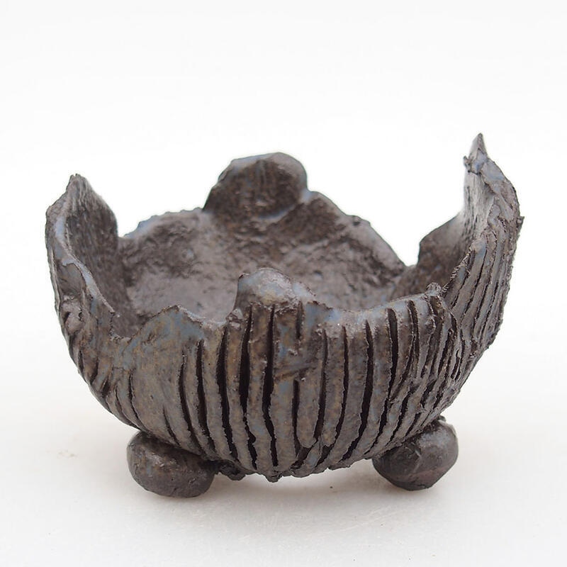 Keramikschale 8,5 x 7,5 x 6 cm , Farbe braun-blau