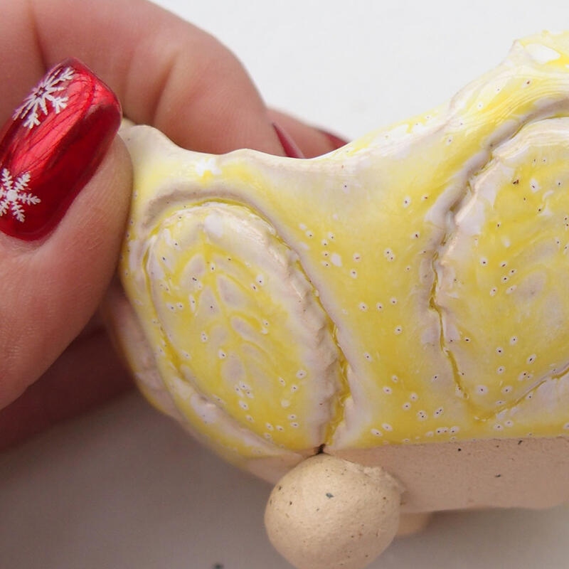 Keramikschale 8,5 x 8,5 x 5,5 cm , Farbe weiß-gelb