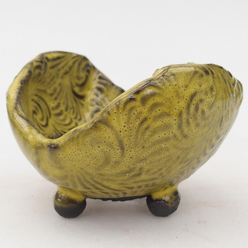 Keramikschale 8 x 8 x 5,5 cm , Farbe grün-gelb