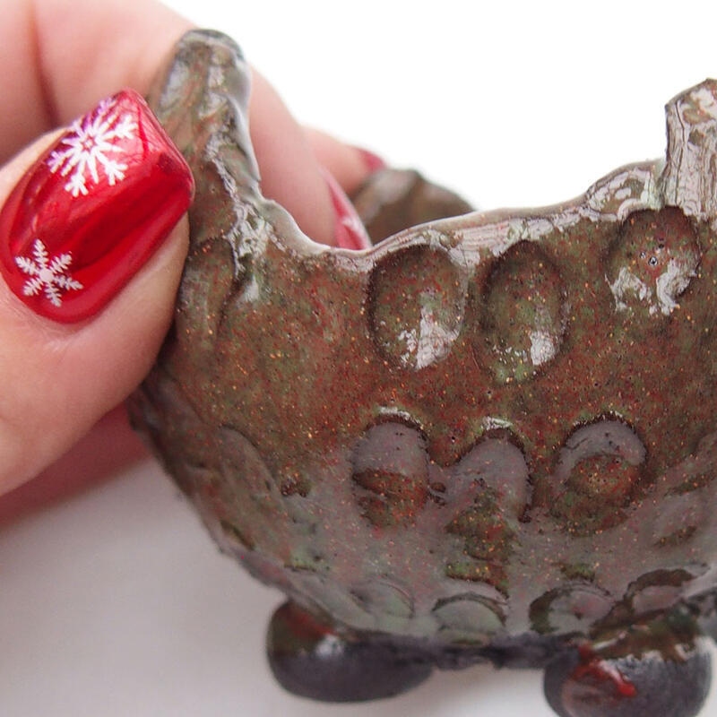 Keramikschale 8 x 8 x 6 cm , Farbe rot-grün