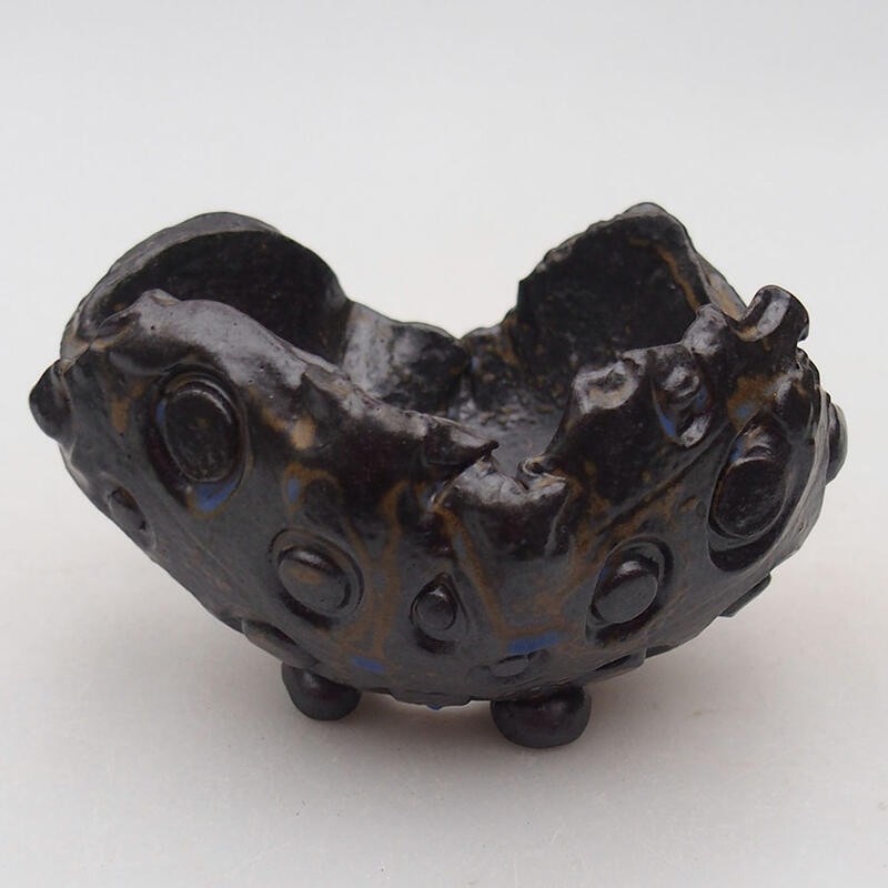 Keramikschale 9,5 x 9 x 6 cm , Farbe braun-blau