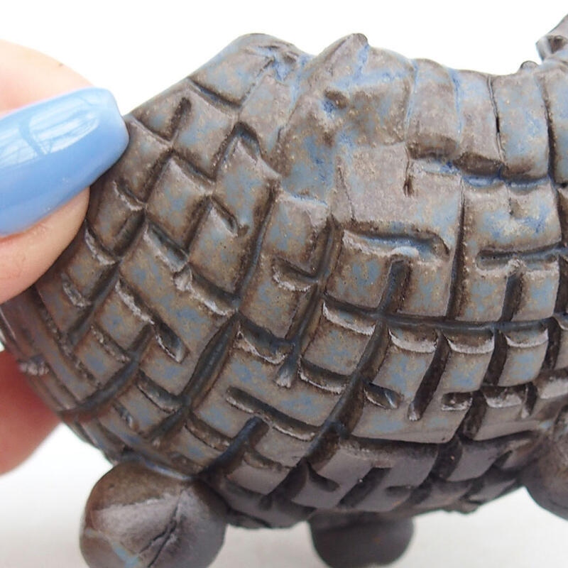 Keramikschale 9 x 9 x 6 cm , Farbe braun-blau