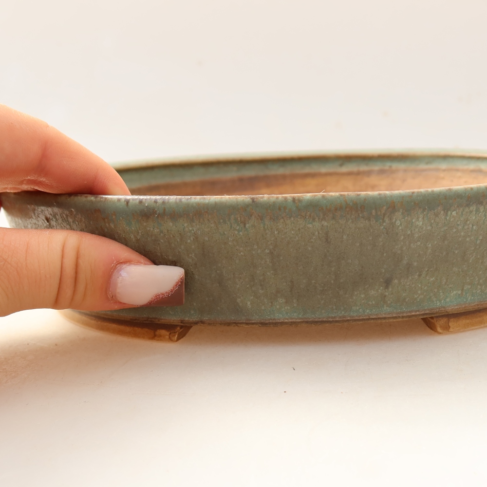 Bonsaischale aus Keramik 21 x 19 x 4,5 cm, grün