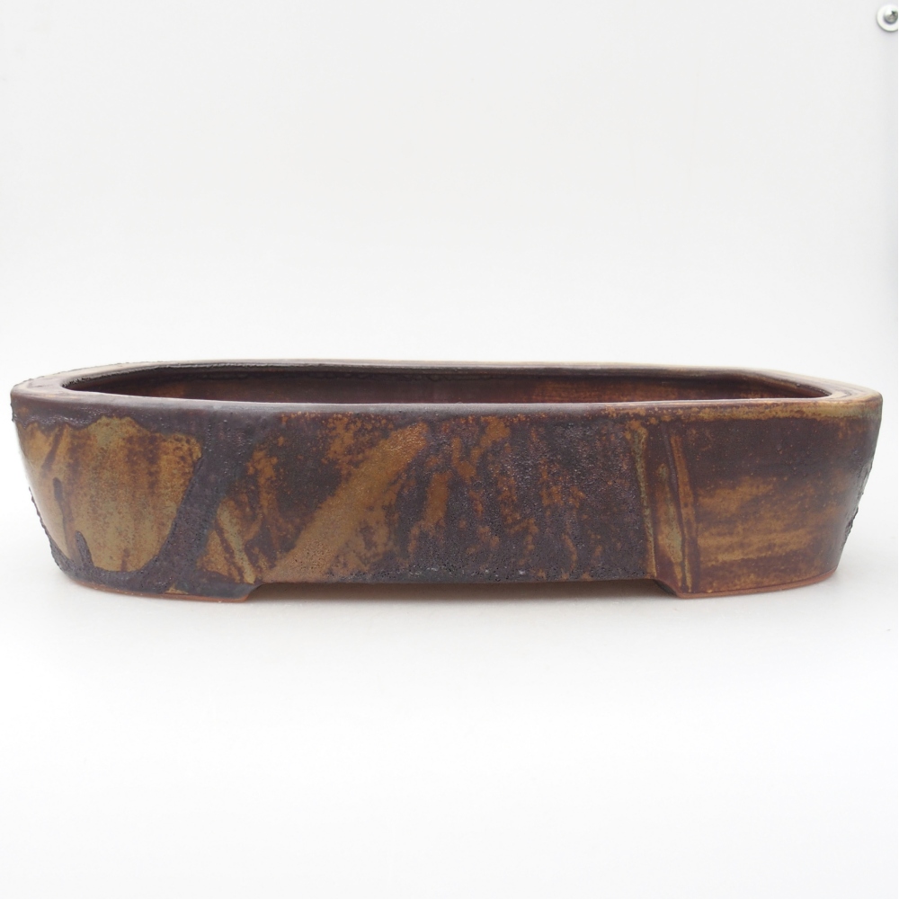 Bonsaischale aus Keramik 32 x 24,5 x 6,5 cm, Farbe braun-grün