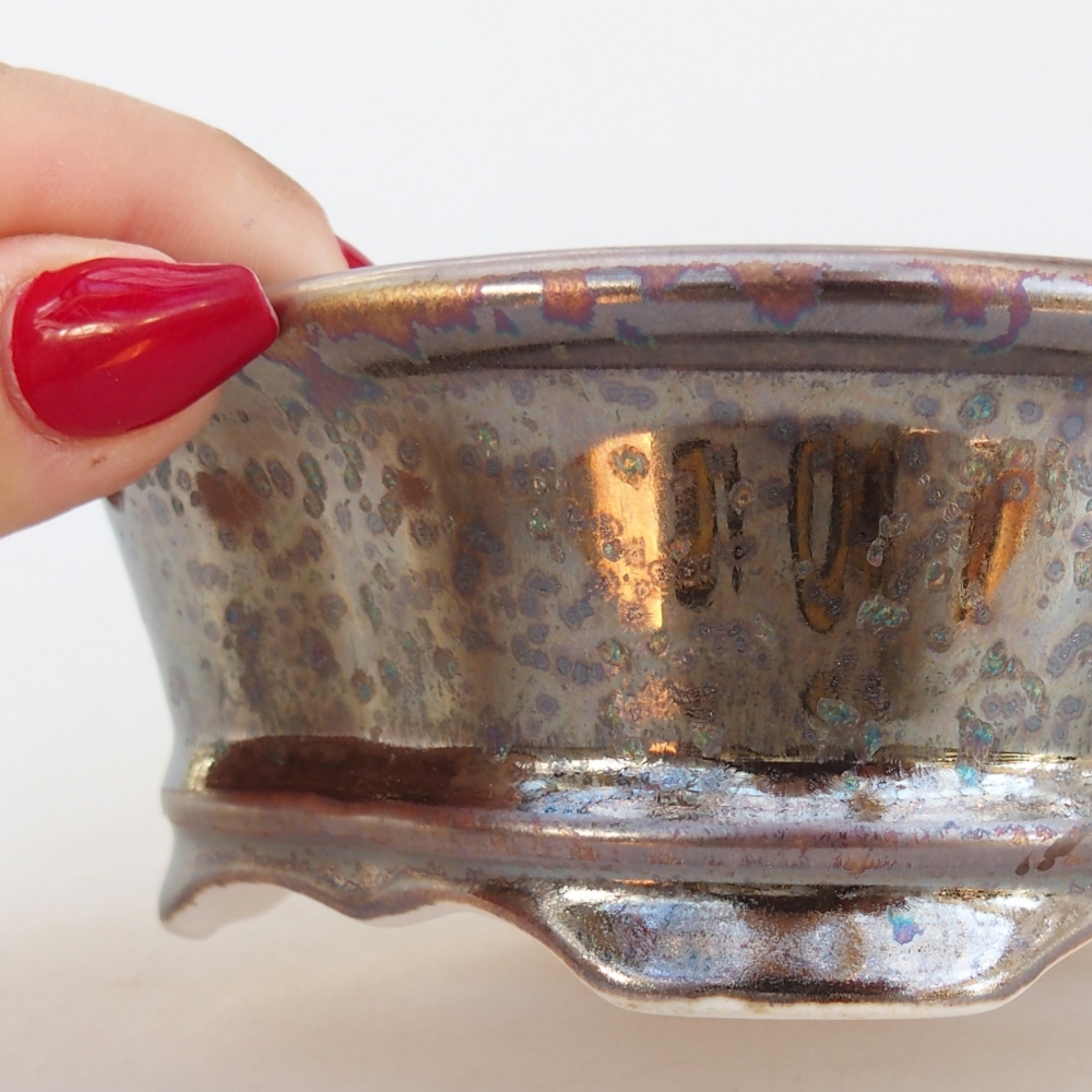 Bonsaischale aus Keramik 13 x 12 x 5 cm, goldfarben