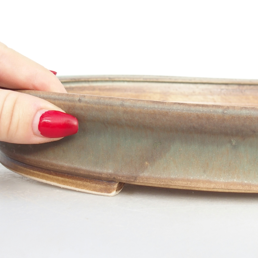 Bonsaischale aus Keramik 31 x 27 x 4,5 cm, grün