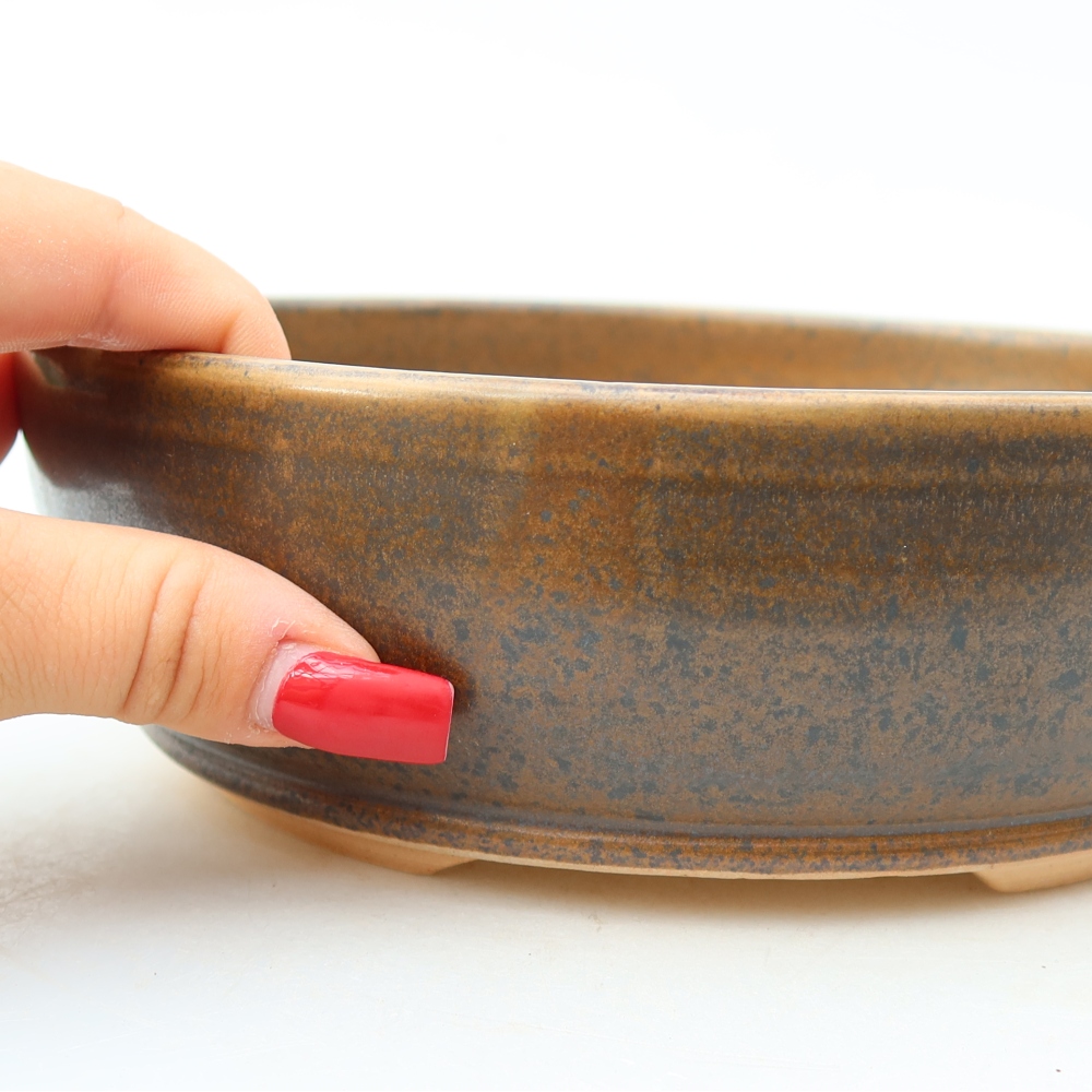Keramik-Bonsai-Schale 19,5 x 19,5 x 6,5 cm, Farbe: braun
