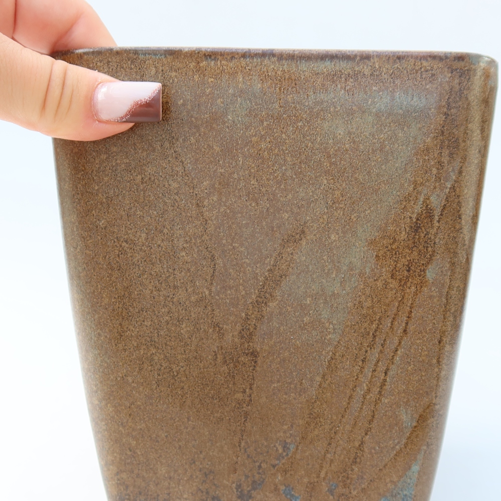 Keramik-Bonsai-Schale 13,5 x 13,5 x 15 cm, Farbe: braun