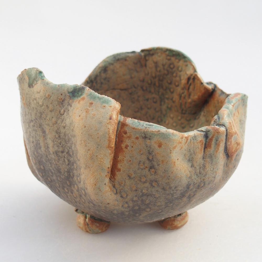 Keramikschale 9,5 x 8,5 x 7,5 cm , Farbe braun-grün