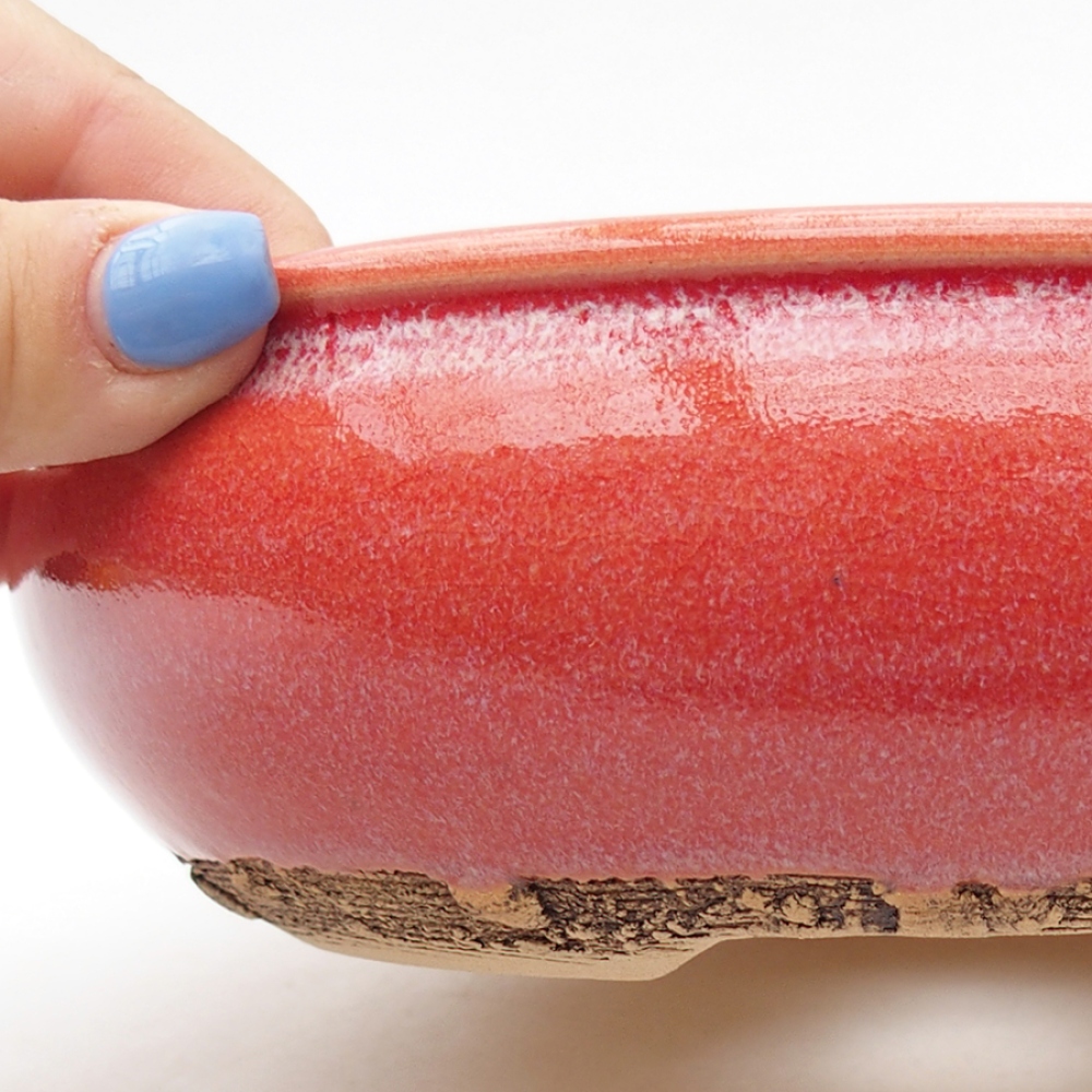 Bonsaischale aus Keramik 19 x 19 x 6 cm, Farbe rot