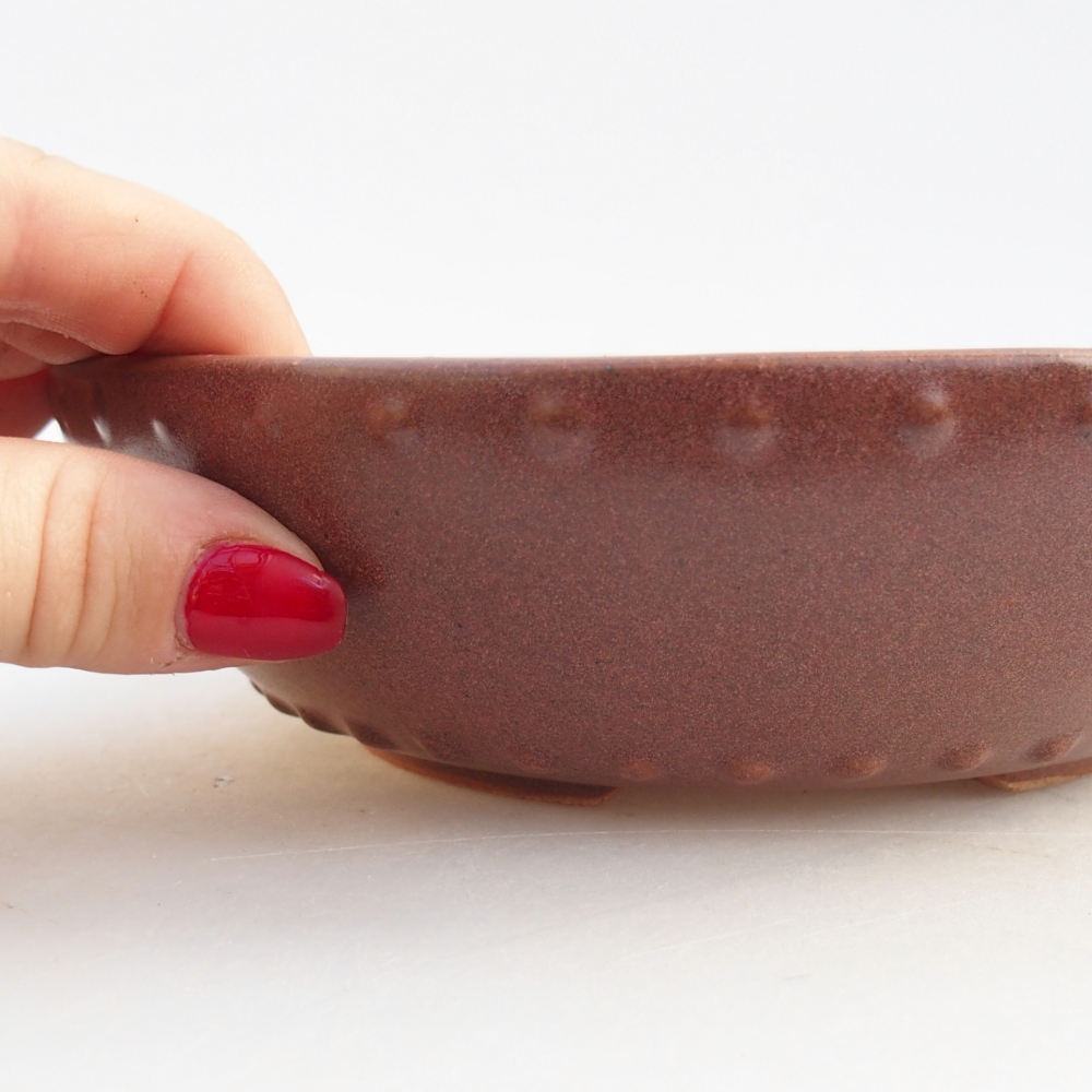 Bonsaischale aus Keramik 17,5 x 17,5 x 5 cm, Farbe burgunderrot