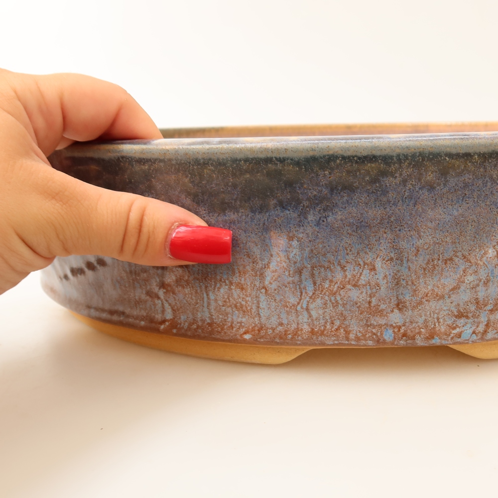 Keramik-Bonsai-Schale 31 x 31 x 7,5 cm, Farbe: blau