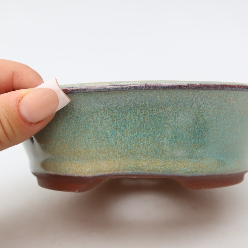 Keramik-Bonsai-Schale, 14,5 x 14,5 x 4,5 cm, Farbe: Grün