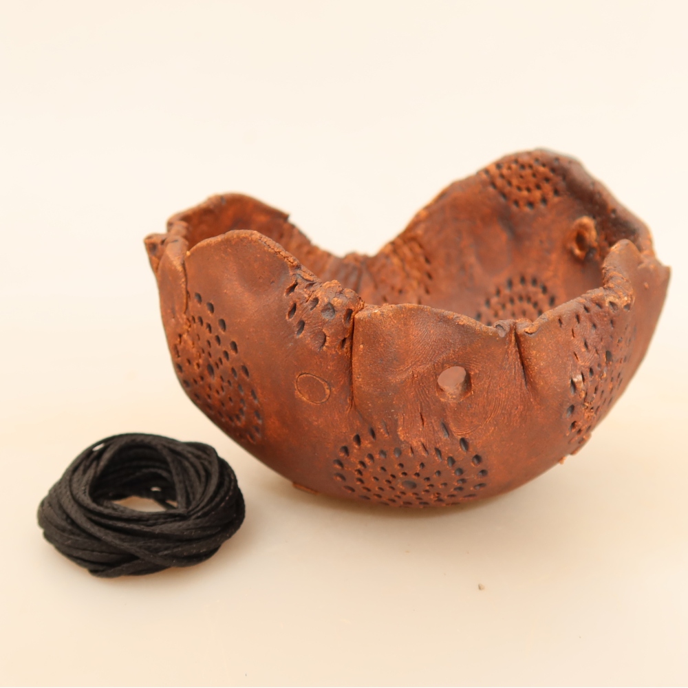 Keramikschale für Kokedama, 10 x 10 x 6,5 cm, Farbe: Braun