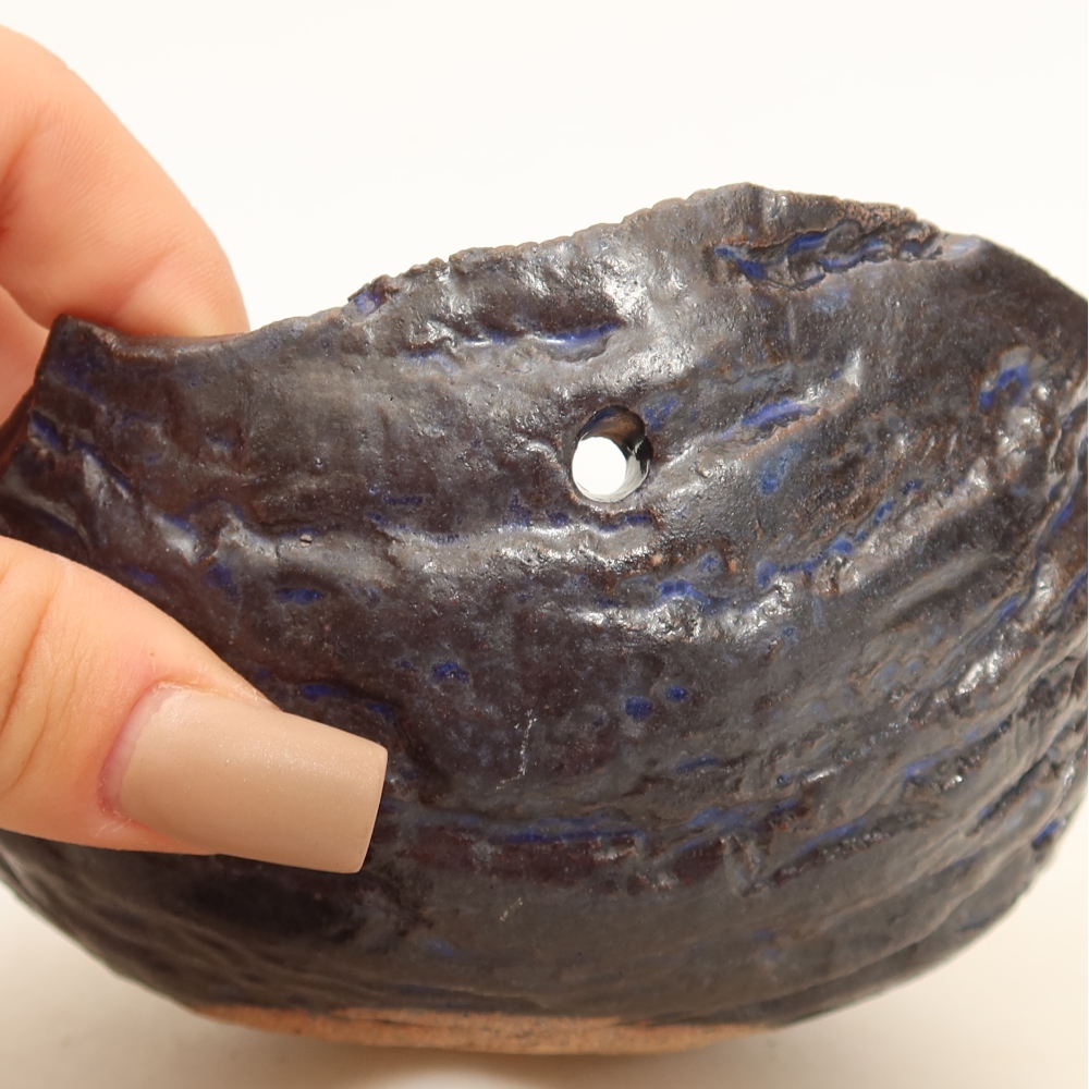 Keramikschale für Kokedama, 12,5 x 12 x 7 cm, Farbe: Blau