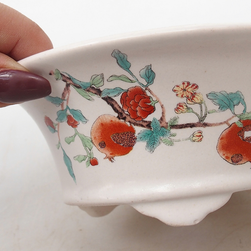 Bonsaischale aus Keramik 13 x 13 x 6 cm, Farbe weiß