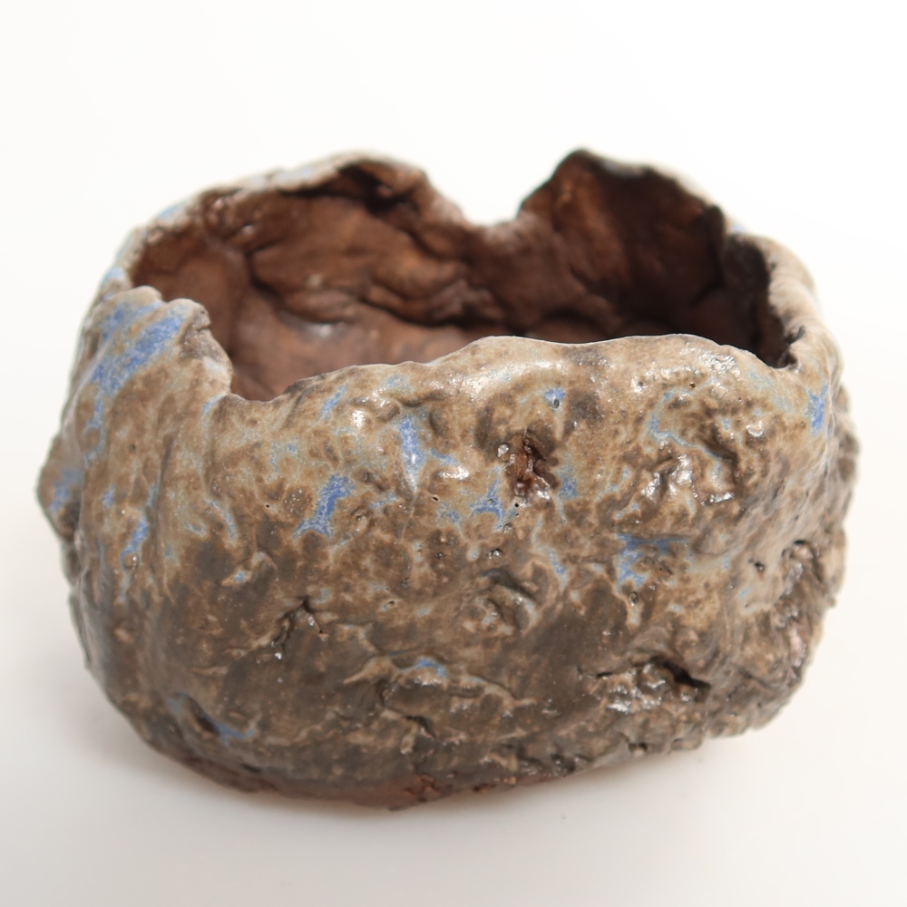 Keramikschale  7 x 7 x 5,5 cm, Farbe: blau-braun