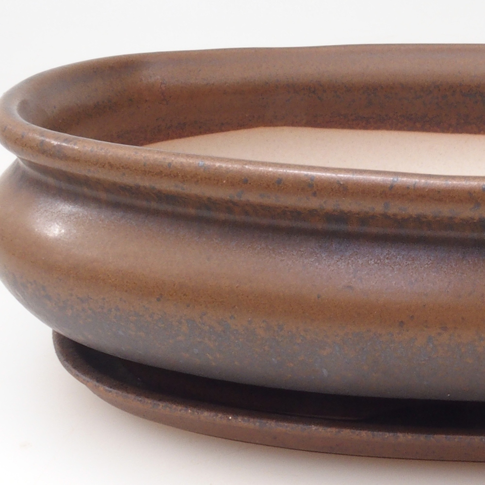 Bonsaischale + Untertasse H15 - 25,5x17,5x6 cm - braun