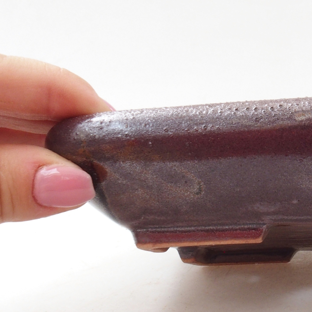 Bonsaischale aus Keramik 17 x 13,5 x 3,5 cm, metallfarben