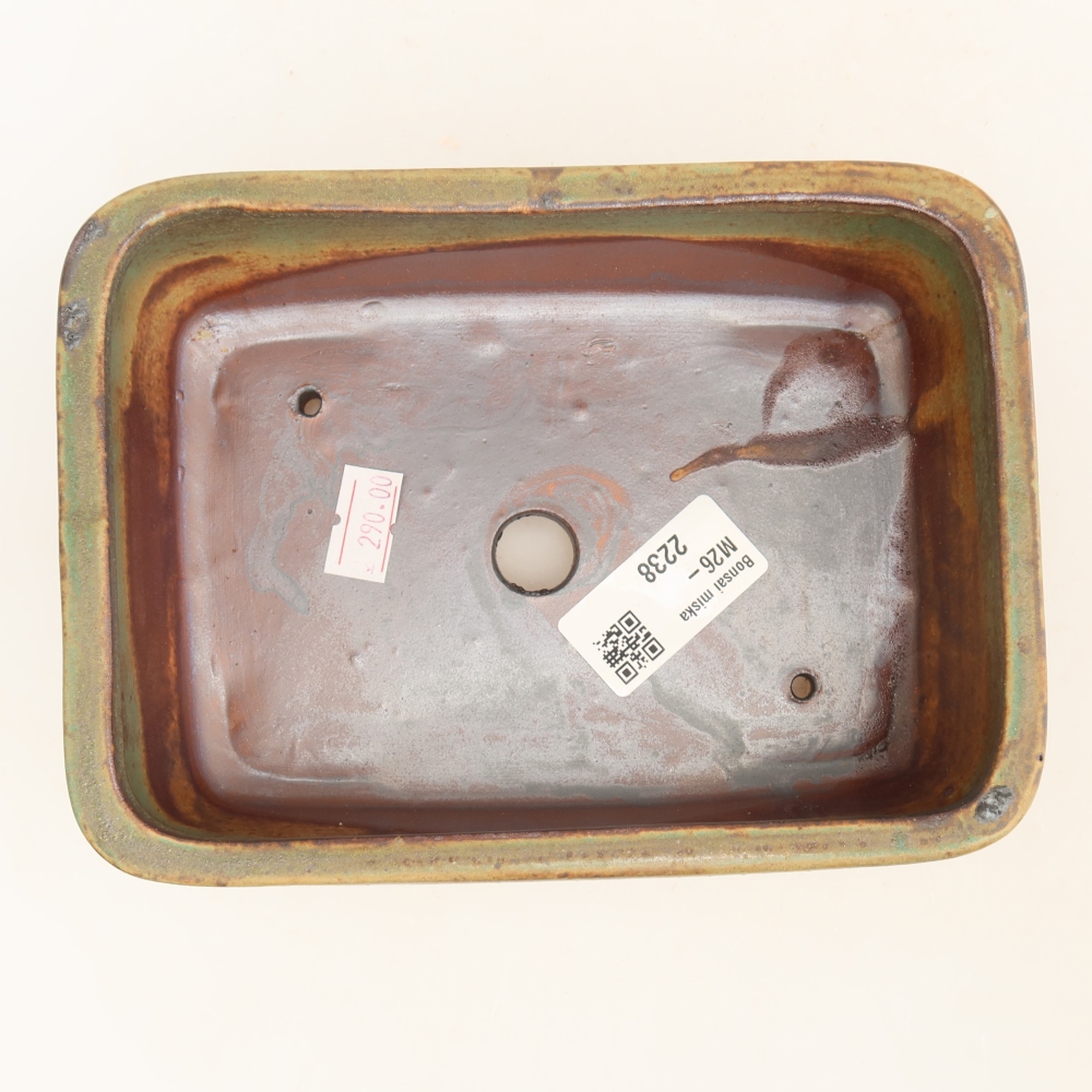 Keramik-Bonsai-Schale, 17 x 12,5 x 5,5 cm, Farbe: grün