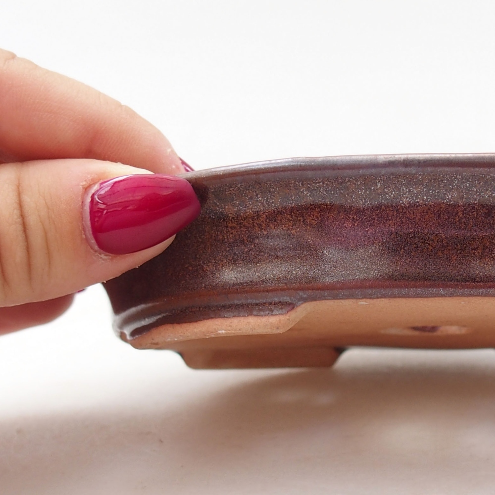 Bonsaischale aus Keramik 12,5 x 10,5 x 2 cm, braun