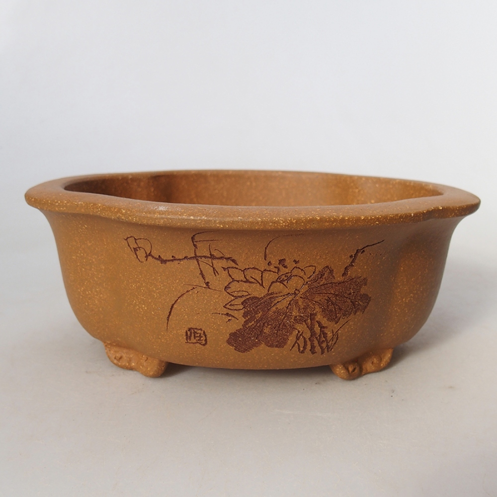 Bonsaischale aus Keramik 15,5 x 13 x 6 cm, Farbe ocker