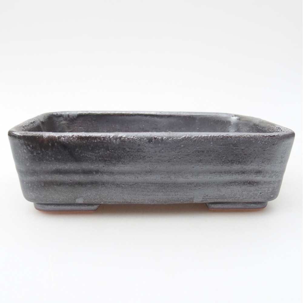 Bonsaischale aus Keramik 14,5 x 10,5 x 4,5 cm, metallfarben