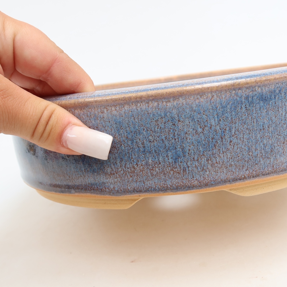 Keramik-Bonsai-Schale 22,5 x 22,5 x 5,5 cm, Farbe: Blau