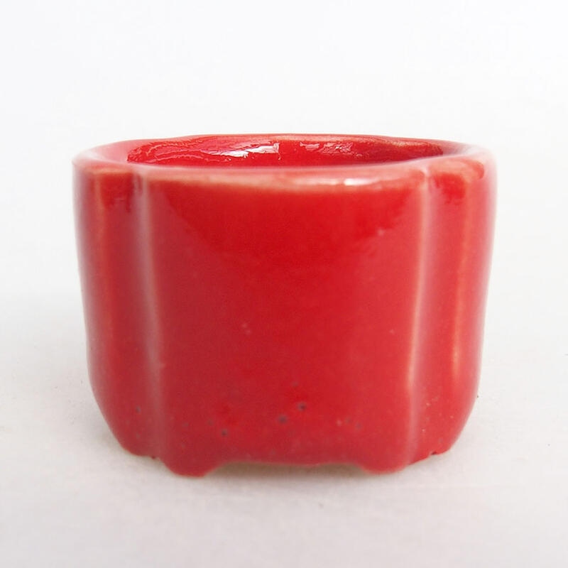 Mini-Bonsaischale 3,5 x 3,5 x 2 cm, Farbe rot
