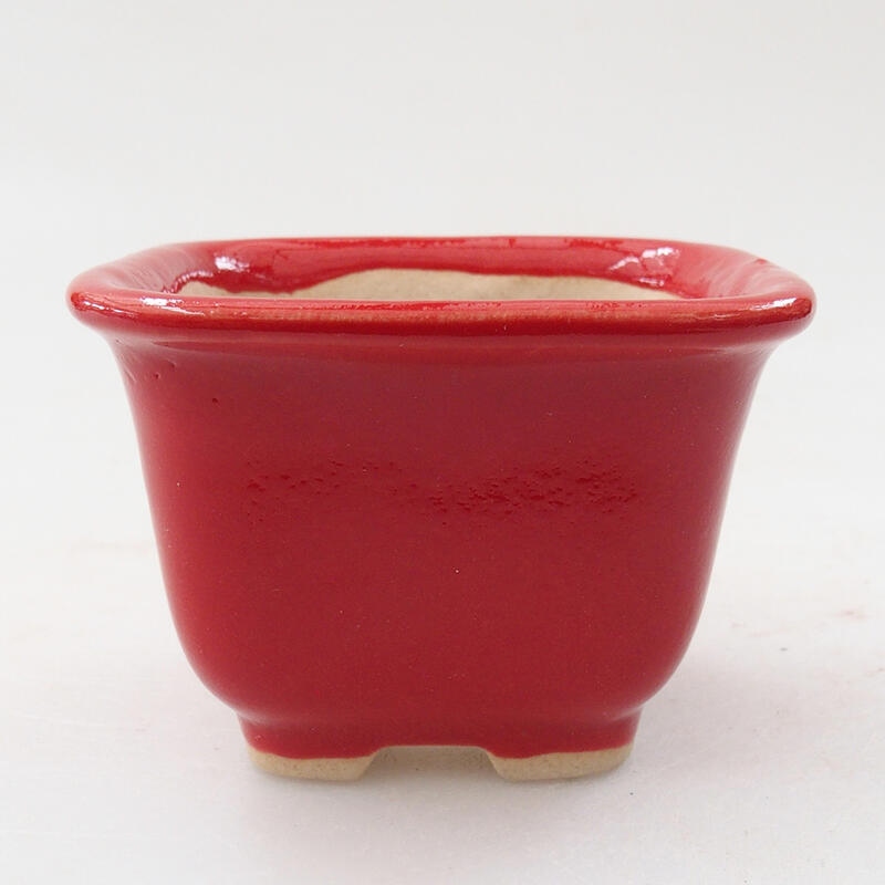 Mini-Bonsaischale 6,5 x 6,5 x 4,5 cm, Farbe rot