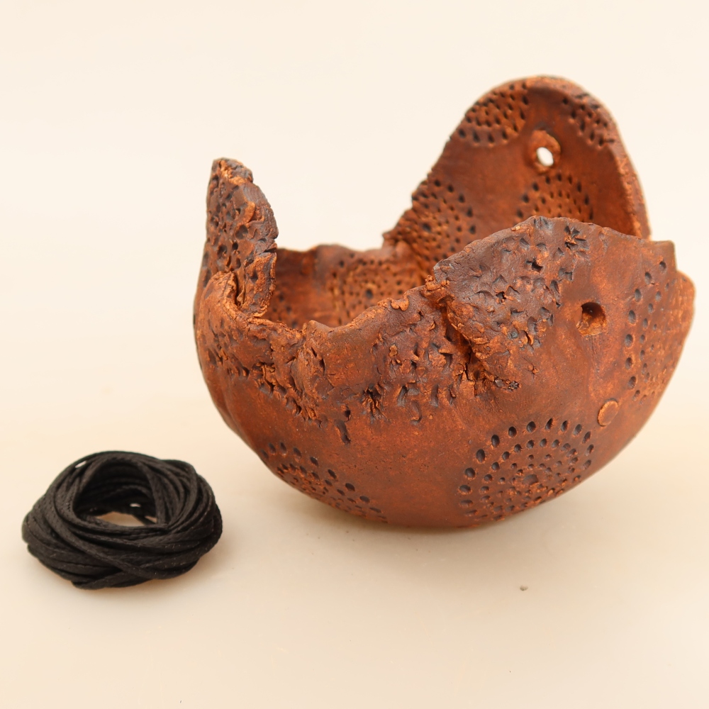 Keramikschale für Kokedama, 10 x 9 x 9 cm, Farbe: Braun