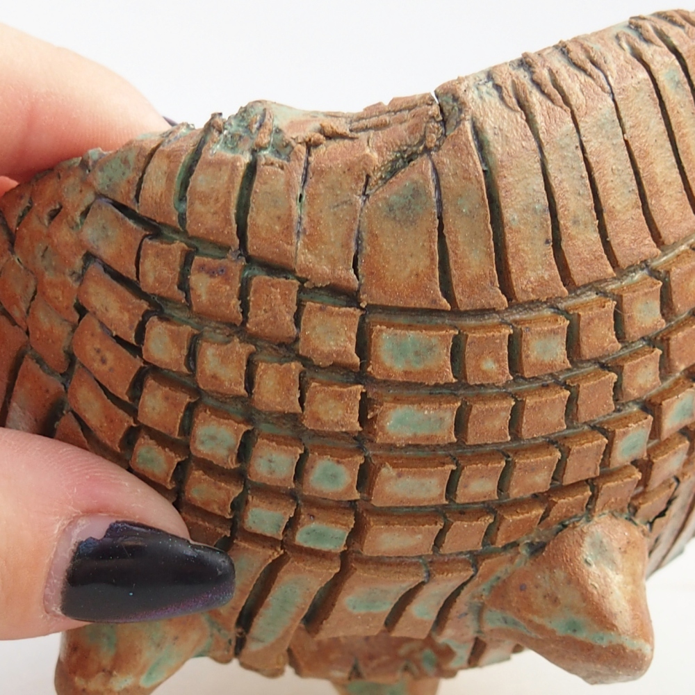 Keramikschale 10 x 9,5 x 7,5 cm , Farbe braun-grün