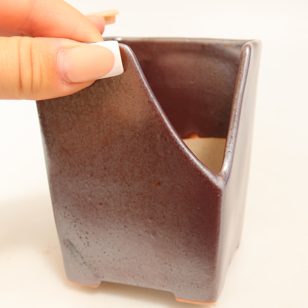 Keramik-Bonsai-Schale 8 x 8 x 10 cm, metallfarben