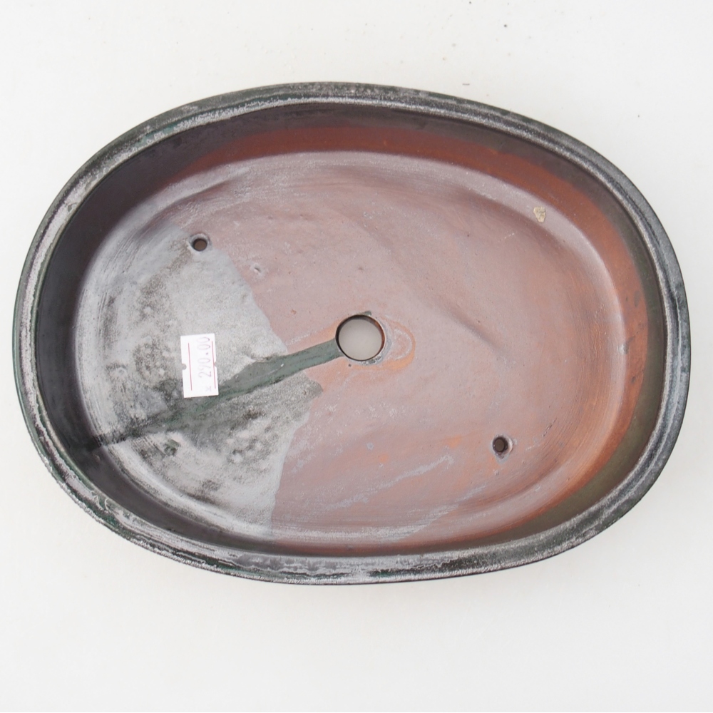 Bonsaischale aus Keramik 22 x 17 x 5 cm, grün-metallic