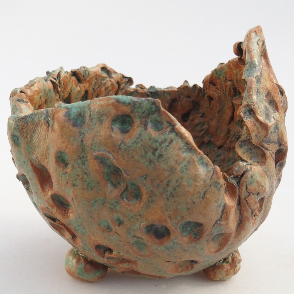 Keramikschale 10 x 9,5 x 9,5 cm , Farbe braun-grün