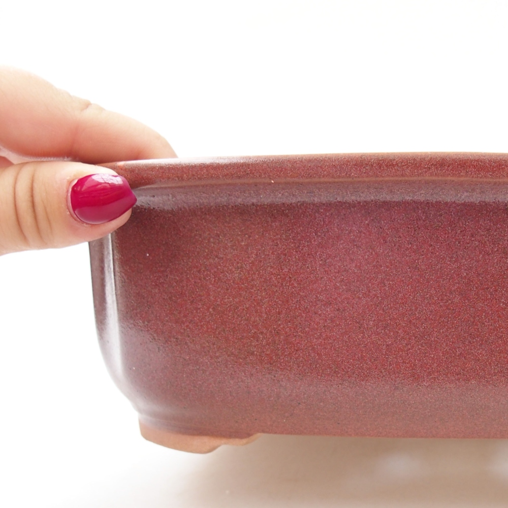 Bonsaischale aus Keramik 24,5 x 21 x 7 cm, Farbe burgunderrot
